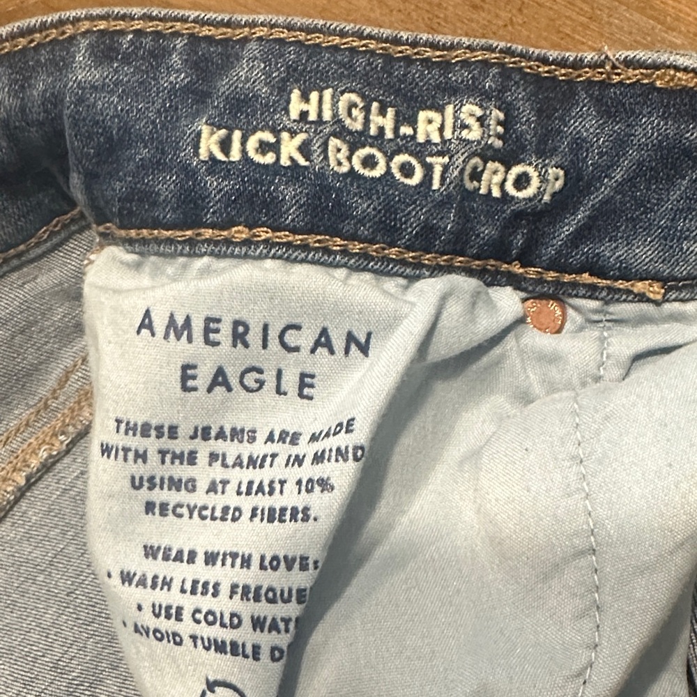 American Eagle Outfitters Women's Cropped Straight-Leg Jeans - Mid Blue - Picture 3 of 6